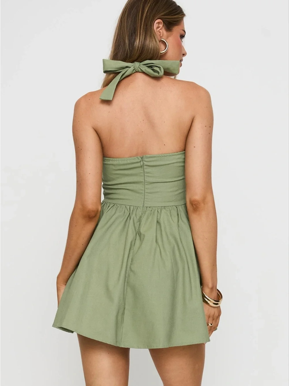 Princess Polly Lyle Mini Dress Sage Size US 6 - Picture 5 of 7